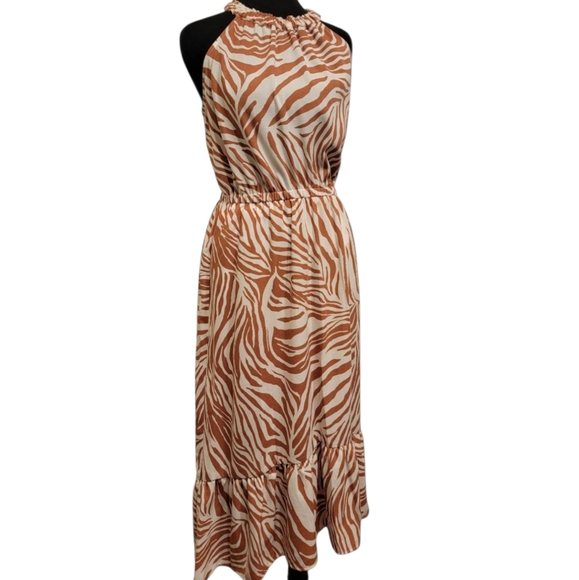 Nine West Dresses & Skirts - Nine West Brown and White Halter Midi Sundress
